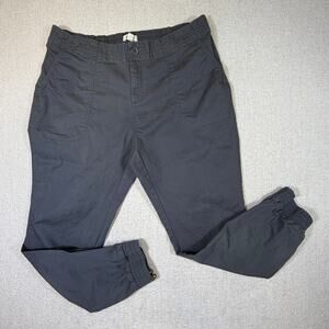 Pact Men's XL Gray Twill Jogger Pants Zip Ankle Drawstring Lounge Casual Comfort